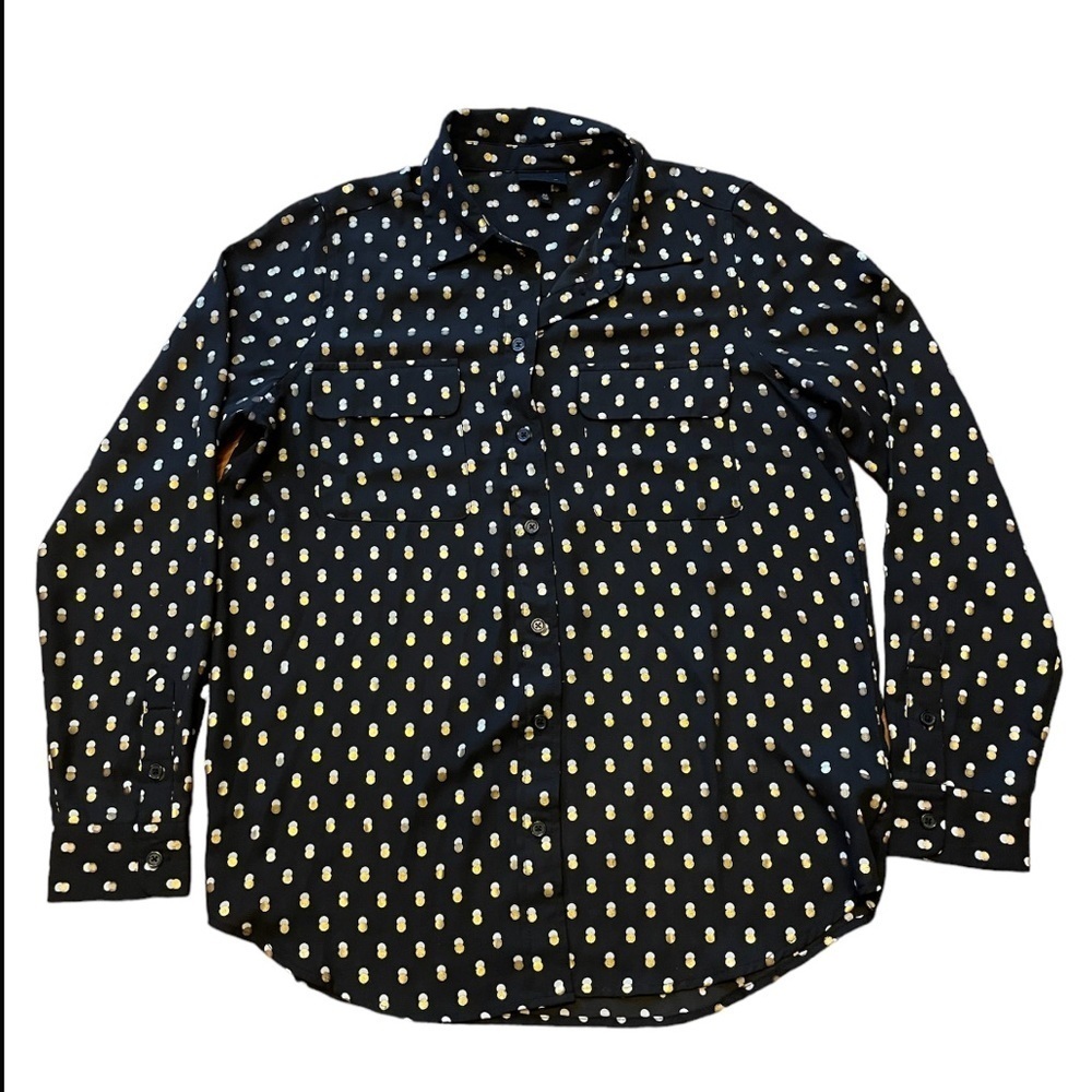 Who What Wear Women’s Black and Gold button up dress shirt size medium